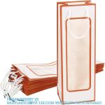 Wine Gift Bags With Rope Handles, Paper Wine Tote Bag With Clear Window Wedding