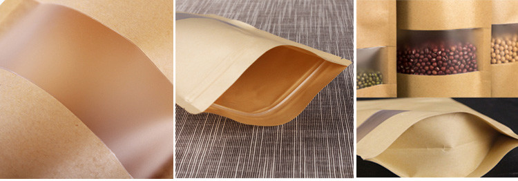 Stand Up 3.5*5.5 Inches k Paper Bag Food Storage With Window