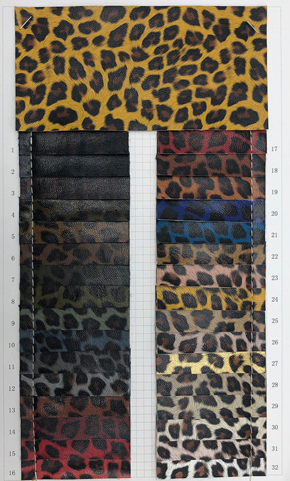 Leopard Print Garment PU Leather Water Resistant 0.6mm Thickness Customized