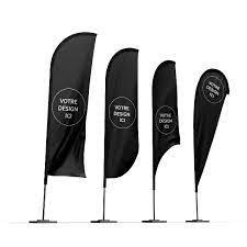 Advertising Double Side Printing Aluminium Fiberglass Flagpole Custom Beach