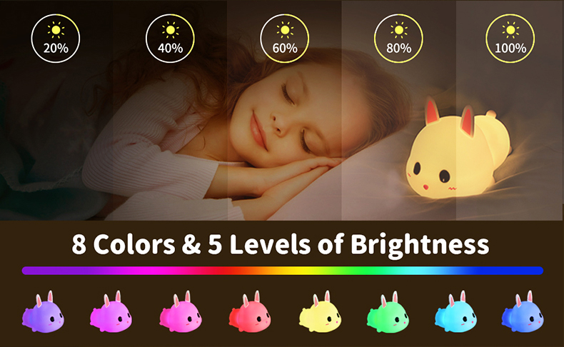 Built-in Battery Rabbit Night Light LED Bunny Desk Lamp for Garden Party and Kids Toy
