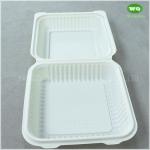 Duarable 8x8 Inch Bioplastic Hinge Food Container, 9x9inch Corn-Stach Microwave