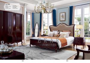 Wholesale King Size Leather Bedroom Furniture Simple Design Wooden Bed from china suppliers