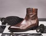 Oxford Mens Leather Chukka Boots Fashion Retro Square Heel Mens Brown Brogue