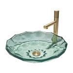 Modern Ball Shaped Glass Wash Basin Light Green Color Vessel Sinks Pop Up Drain