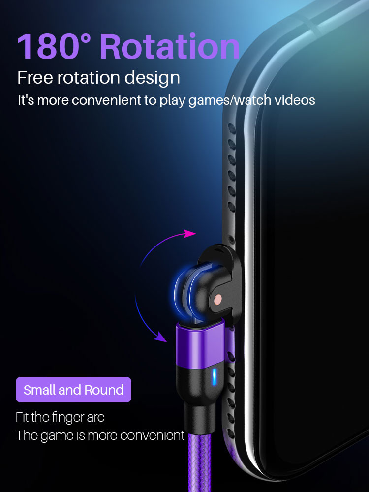 180 Rotation USB Magnetic Data Cable 3A Universal Magnetic Charging Cable