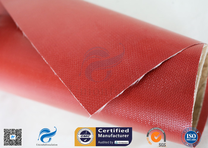 1000mm Wide 50m Long 40/40g Double - Sided Red Silicone Coated Fiberglass Fabric
