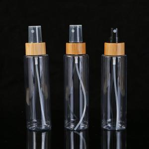 Wholesale Body Material PET 100ml 120ml 250ml Empty Clear Plastic Bottle with Fine Mist Bamboo Black Sprayer for Cosmetic Packaging from china suppliers