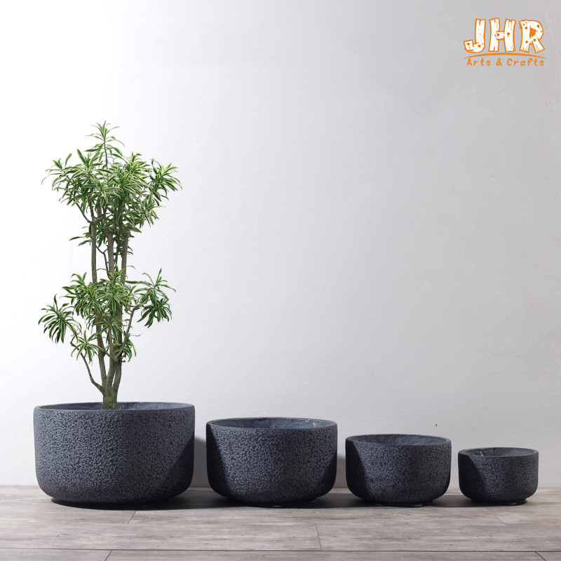 MGO Planters Clay Pots Garden Planters for Sale Polyresin Planter Pot Set Grey Planters Round Pots