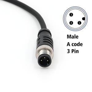 Wholesale Straight PVC M12 3 Pin Male Connectors 2M Pre Assembled Unshielded Cable Black from china suppliers