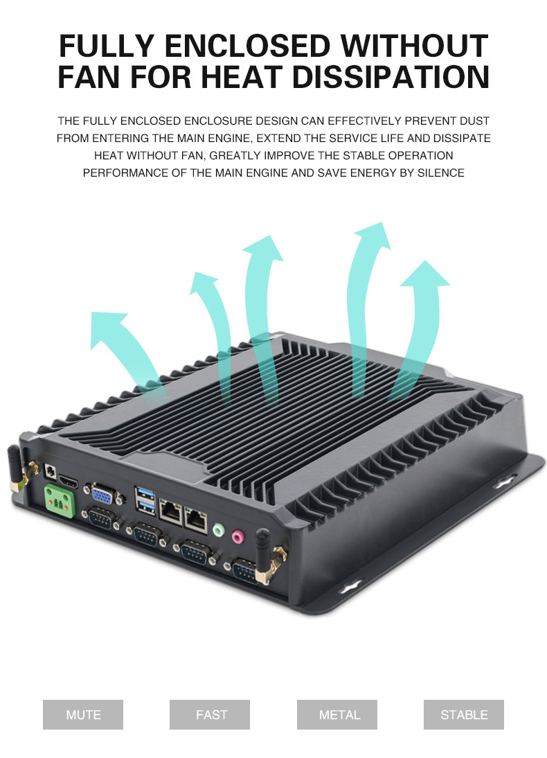 Gigabit Port Dual Com Port Core I3 I5 I7 Linux Fanless Industrial PC