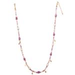 Multicolor Beaded 14K Gold-Plated Chain Link Necklace with Butterfly/Flower