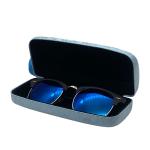 Bluish Purple Eyewear Packaging 155MM Clamshell Sunglass Case Embossed Logo