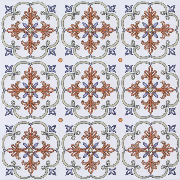 Encaustic White And Red Wall Floret Ceramic Rustic Tiles 200x200mm For Kitchen