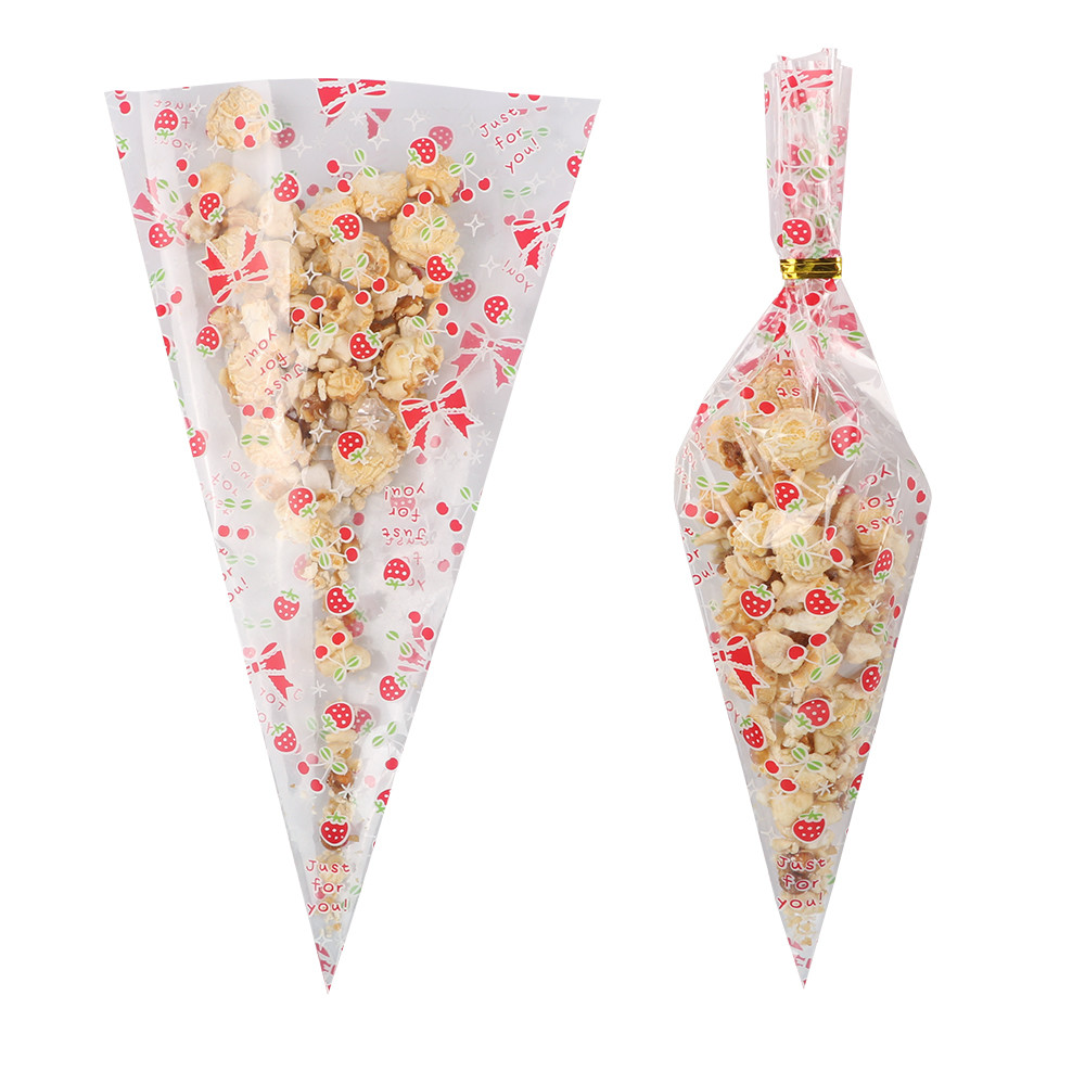 Transparent Cone Bags Cello Bags Sweet Clear Treat Bags with 100 Pieces Twist Ties