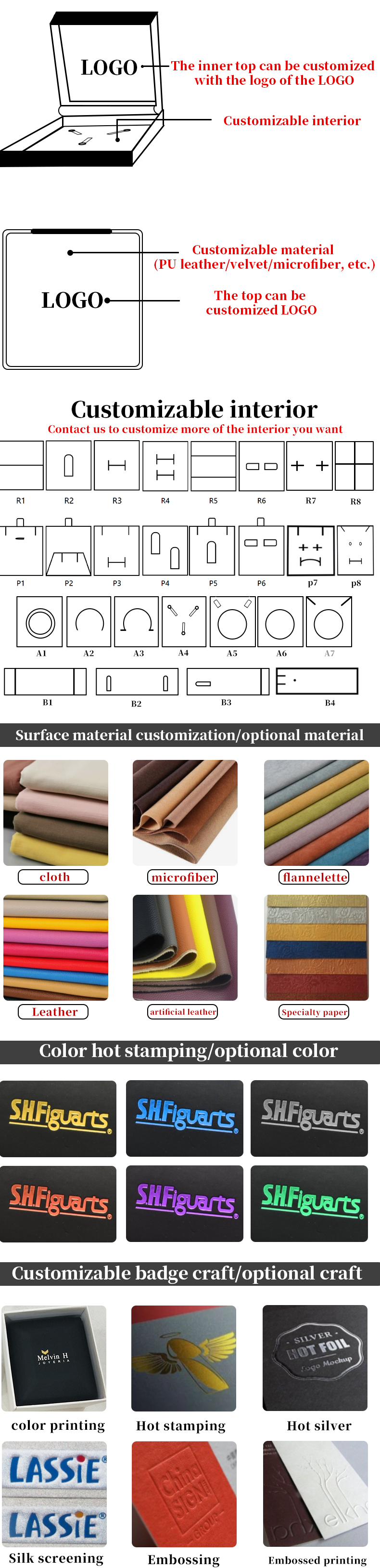 Custom Logo Jewelry Packaging Box for Ring and Necklace Bracelet Storage Hanhong PU Leather