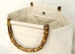 Women Recycled Cotton Tote Bags With Bamboo Handle Wear Resistant Durable