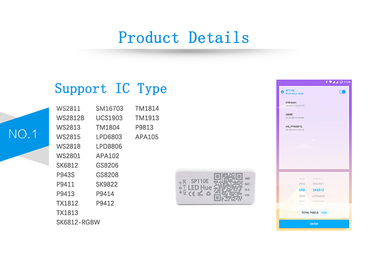 DC 12V Sp110e LED Controller Mini SPI With Phone Bluetooth App Control