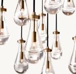 E12 / Candelabra Brass Ceiling Chandelier 36'' Raindrop Round Chandelier