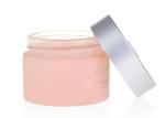 Customizable Pink Luxury Glass Cosmetic Jar 2oz With Silver Metal Cap