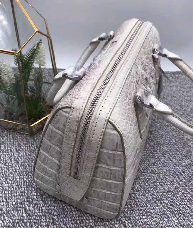Genuine Real Alligator Skin Women Boston Purse Lady Handbag Exotic Authentic Crocodile Leather Female Cross Shoulder Bag
