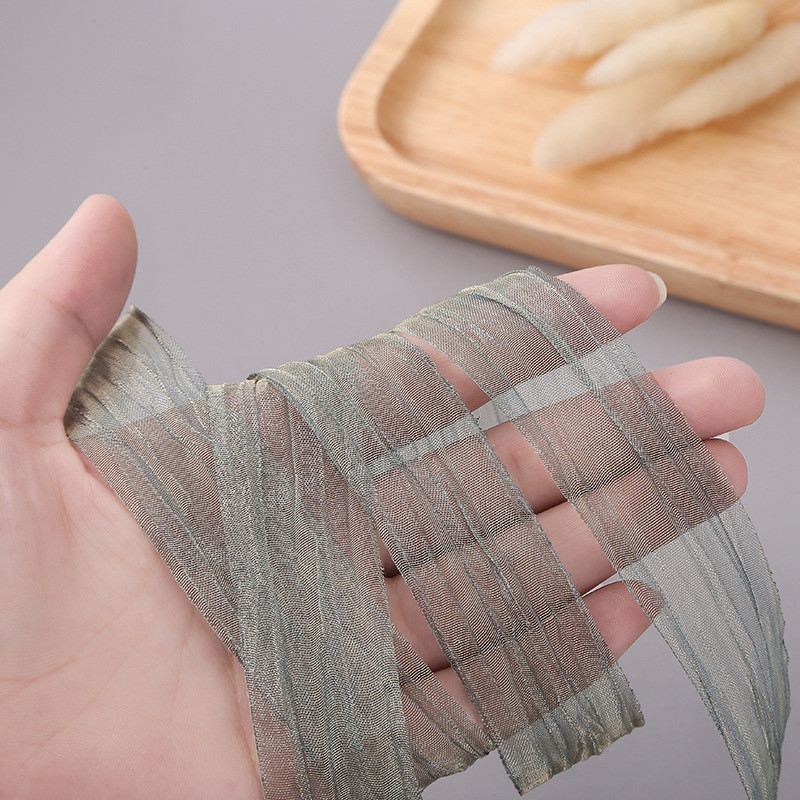 Gift Wrapping 25mm Organza Ribbon Korea 2.5cm Sheer Wired Ribbon