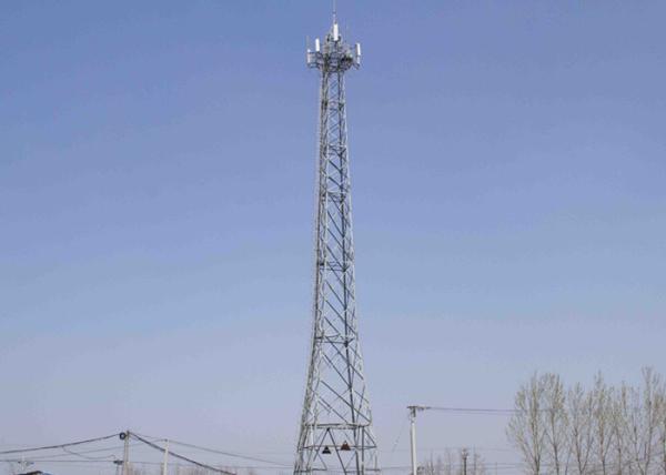 100M Communication Network Angle Steel Telecommunication Tower , HDG Self