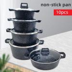 Multifunction 10pcs Black / White Cooking Pot Set Aluminum Non Stick