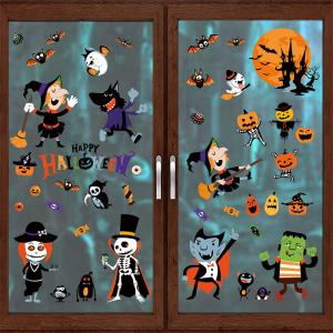 China Customization Halloween Party Sticker Witch Pumpkin Electrostatic Window Stickers on sale