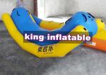 Durable Yellow / Blue Inflatable Seesaw Totter PVC Water Toy With Banana Boat