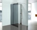 Grey Glass Bathroom Shower Enclosures With Stainless Steel Shower Column Panels