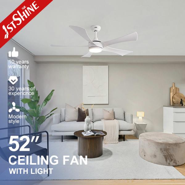 5 Blades White ABS Blades Ceiling Fan With Led Lighting , 52'' Ceiling Fan With