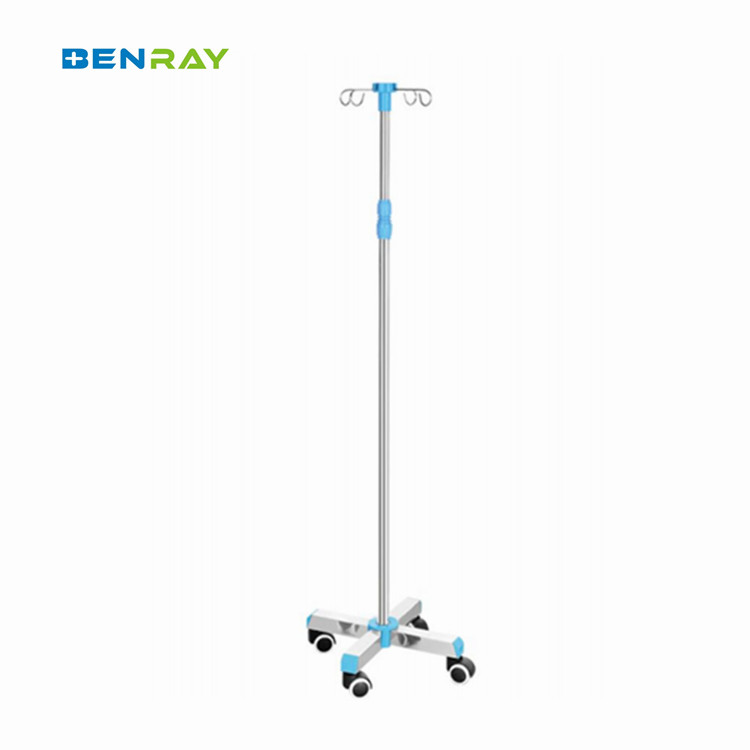Factory Cheap High end 5 Casters Stainless Steel Mobile Drip Stand