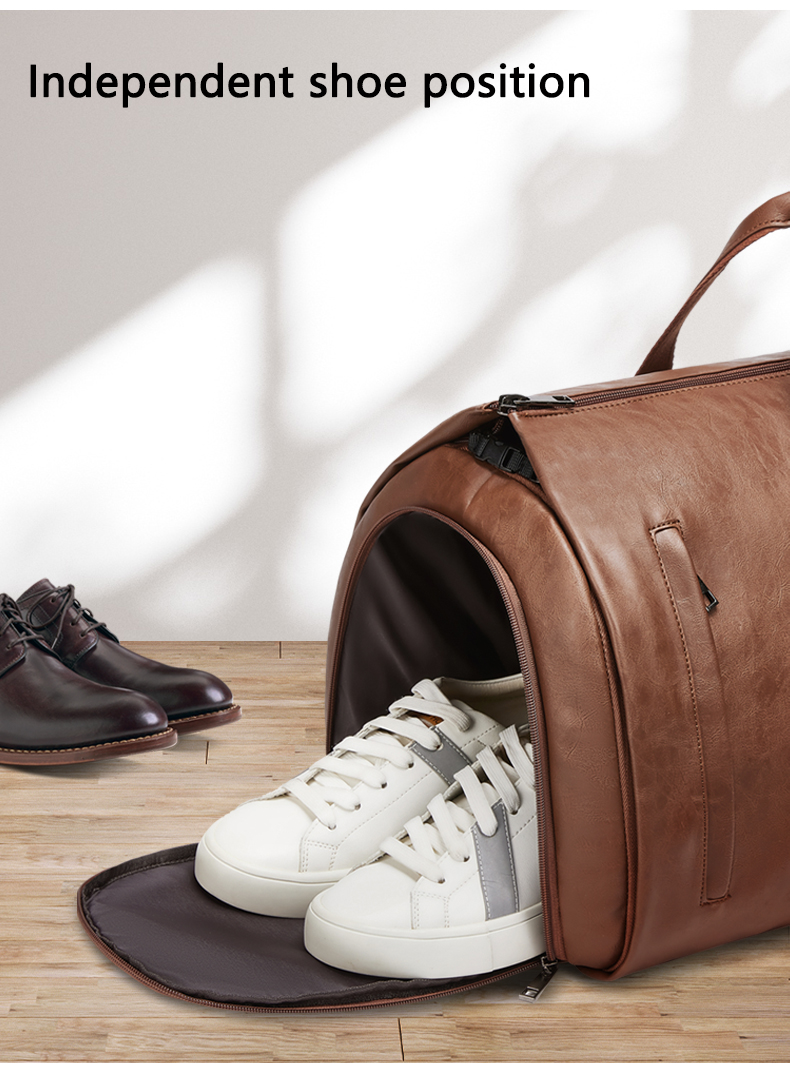 Black PU Leather Oxford Cloth Travel Duffle Bag Accept Customized Logo