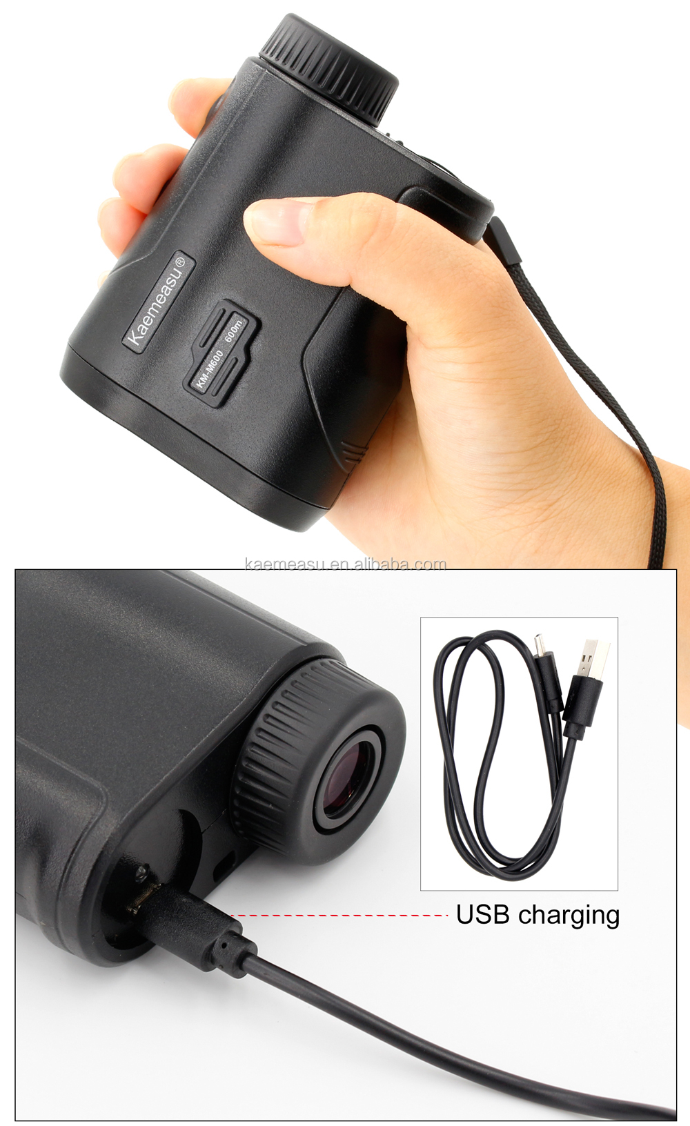 Telescope Laser Rangefinder Portable USB Charging Laser Distance Meter Monocular Golf Hunting Range Finder 600M/656Yd