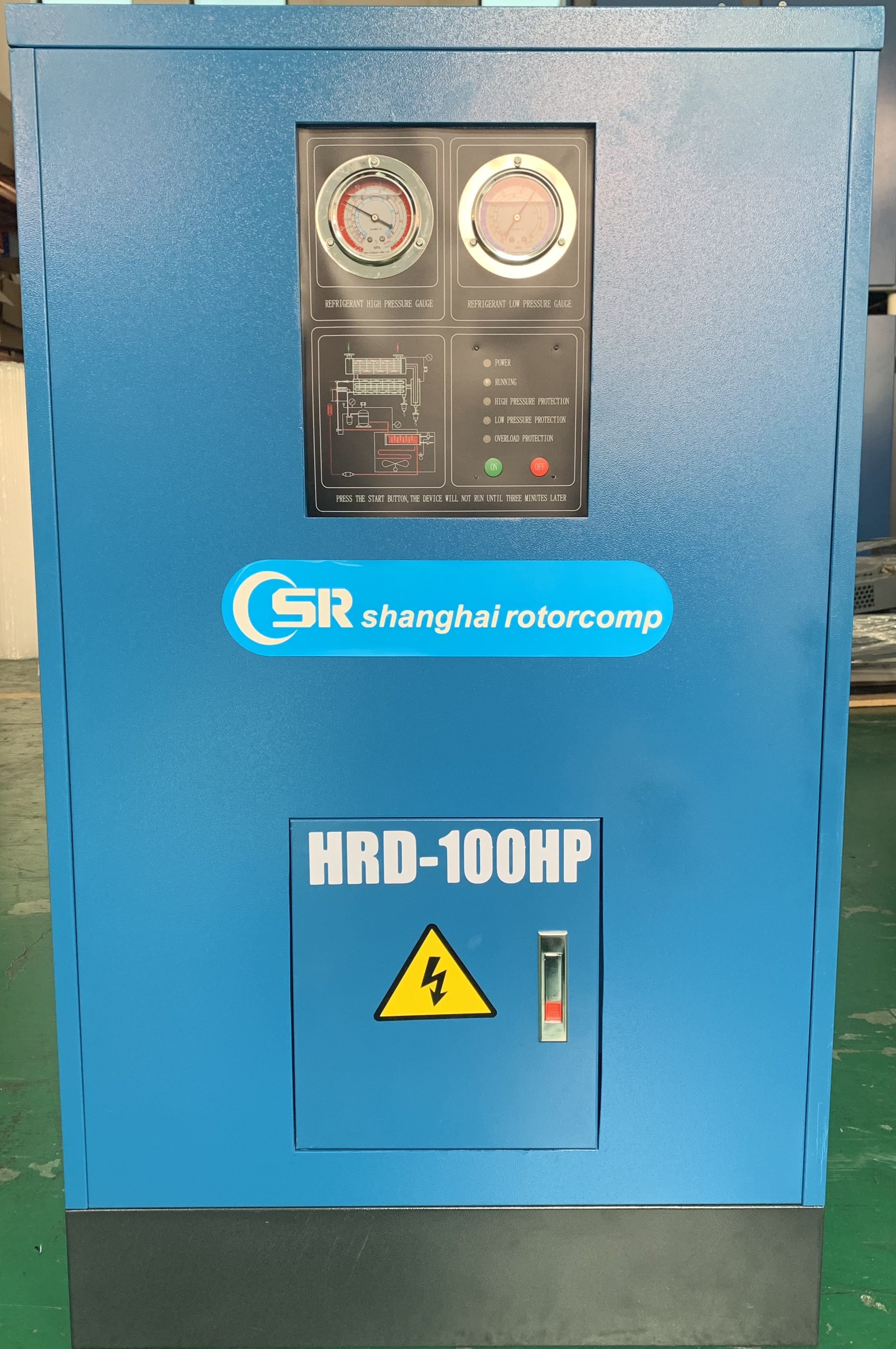 Fully Automatic HDR-100HP High-temperature Air-cooling Refrigerated Air Dryer 13.5 Nm3/min