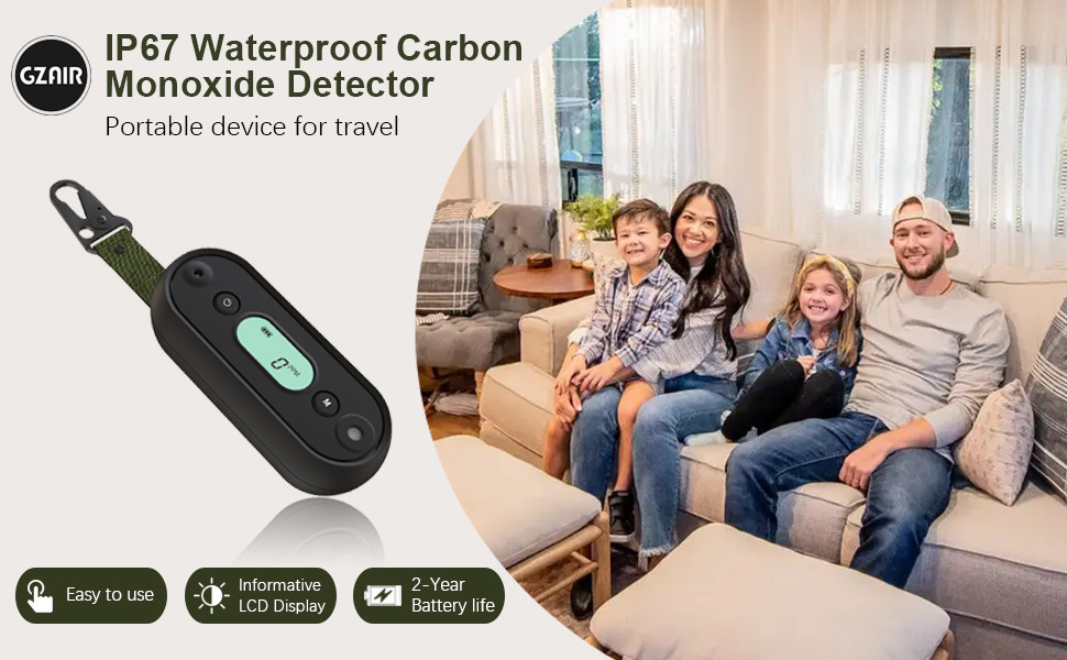 Lightweight Travel Carbon Dioxide Detector Carbon Monoxide Portable Alarm 90dB