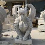 Marble Dragon Sculpture Natural Stone Gargoyle Statues Handcarved Antique