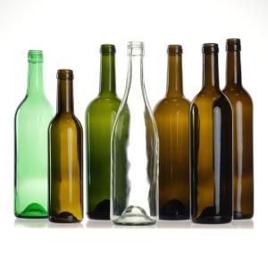 Wholesale Empty 750Ml Clear Amber Green Round Glass Bordeaux Wine Bottles With Cork Stopper Lid from china suppliers