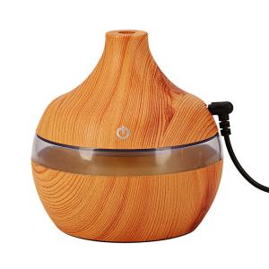 China Small Size 300ml Wood Grain Cool Mist Room Humidifier with Color Change LED Light on sale
