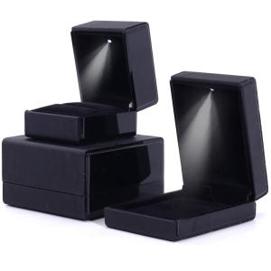 Wholesale Black Handmade LED Light Jewelry Box for Hanhong Custom Logo Leather Packaging from china suppliers