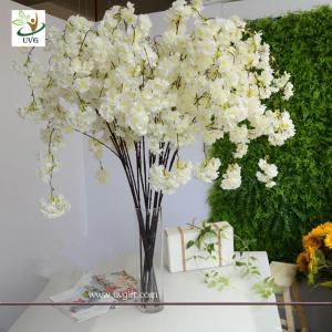 Wholesale UVG CHR129 white cherry blossom branches faux silk flowers for wedding home decoration from china suppliers