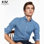 Solid Pattern Men's Shirt End Fashion Casual Business Shirt in Pure Cotton Denim