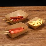 Grade Oil-Proof Food Paper Tray Boat Kraft Paper Boxes for Fast Foods and