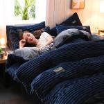 Polyester Flannel Velvet Fleece Winter Warm Solid Queen King Size Bedding Set