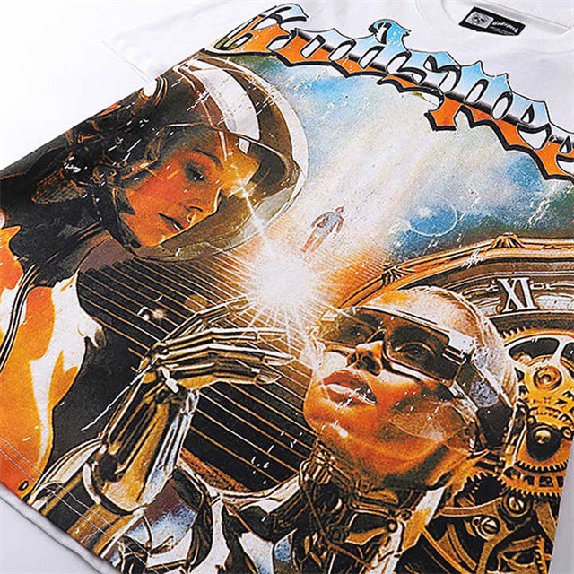 T-Shirt Men Fashion Design Wash Water Black Hip Hop Heavyweight Cotton Tops Tees Graphic Men T Shirt
