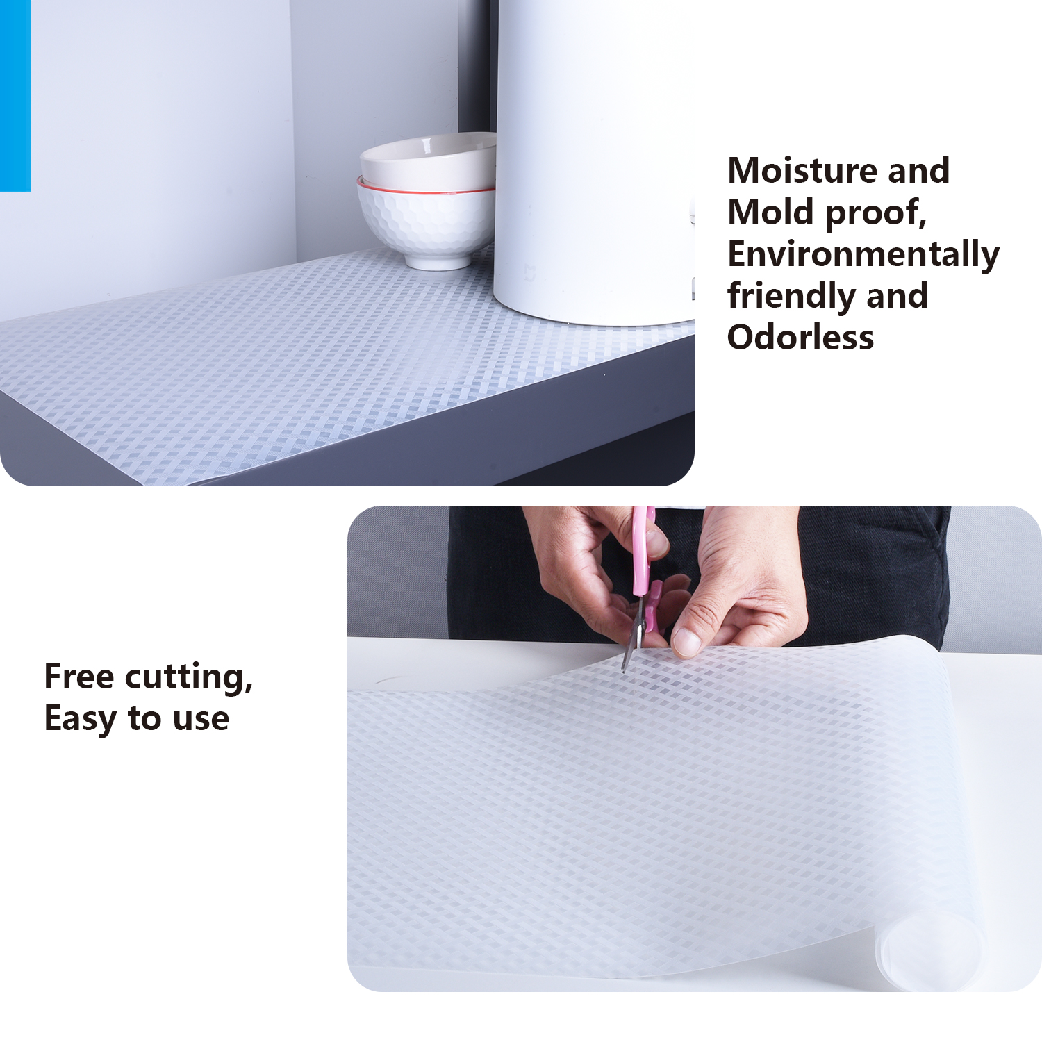 Non Slip Drawer Mat Shelf Cabinet Liners Roll in Blue 45*150cm or Customized Size