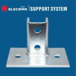 Single Channel Square Flanged 2 Hole Strut Base Galvanized Stainless Steel