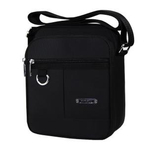 Wholesale Travel Shoulder Messenger Bag 2 Sizes Black Nylon Crossbody Bag Casual Waterproof from china suppliers