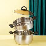 Factory Wholesale Two Layers Stainless Steel Saucepot Food Steamer Pots Circle